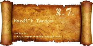 Mazák Tardos névjegykártya